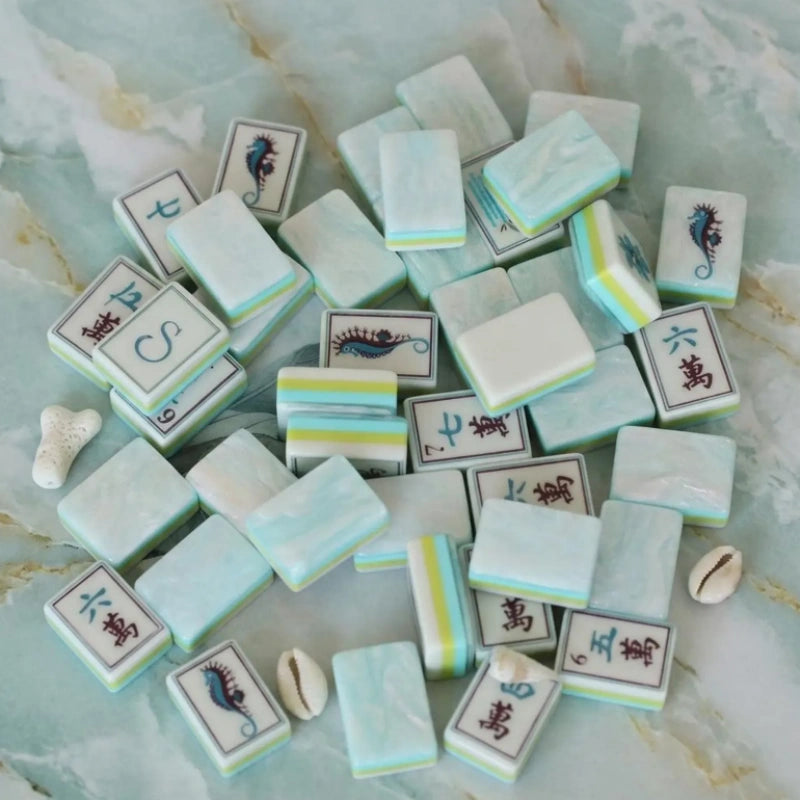 Ocean style American mahjong set with joker and NEWS wind tiles