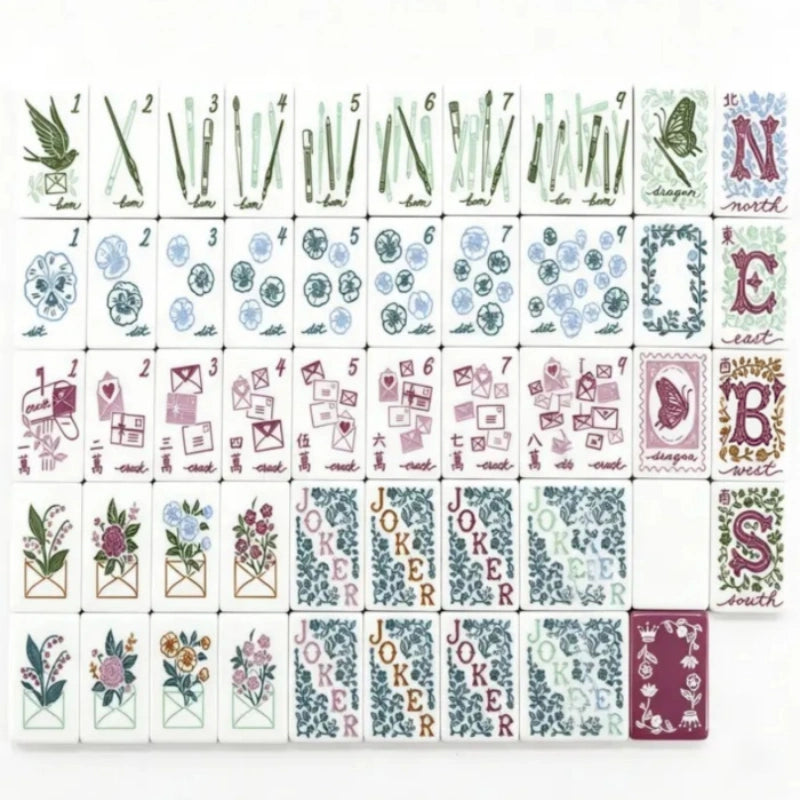 Stationery‑themed American mahjong Tiles