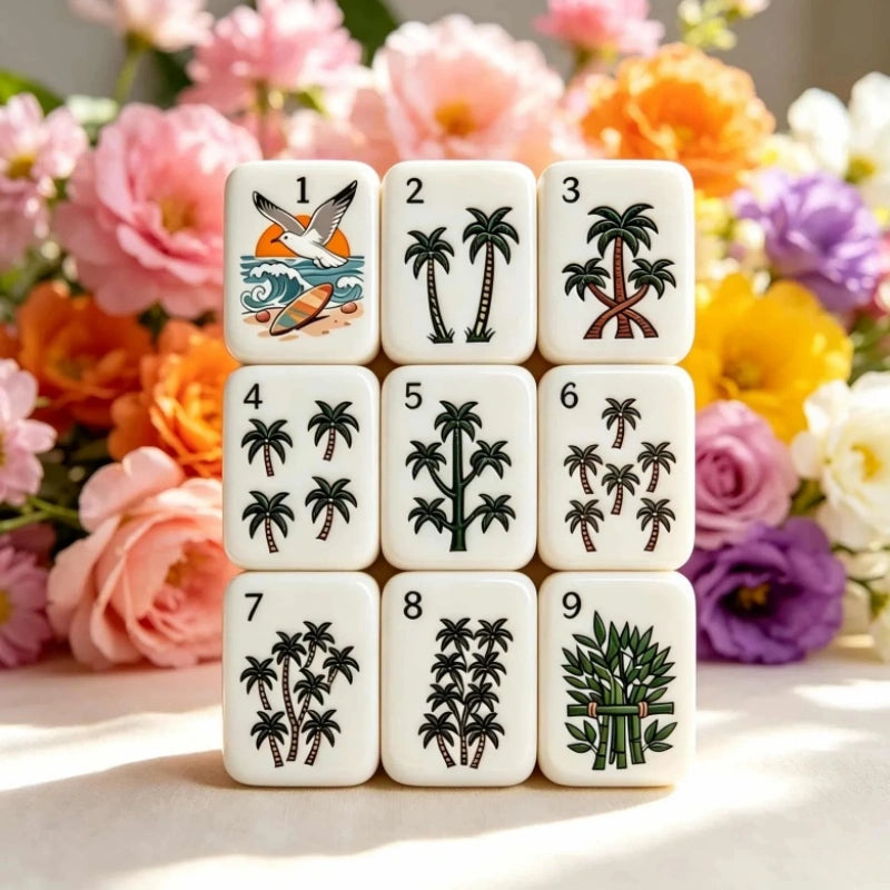 california beach american mahjong tiles