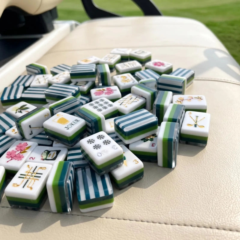 Illustrated golf‑design American mahjong game tiles