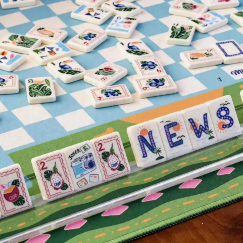 tropical flower mahjong tiles