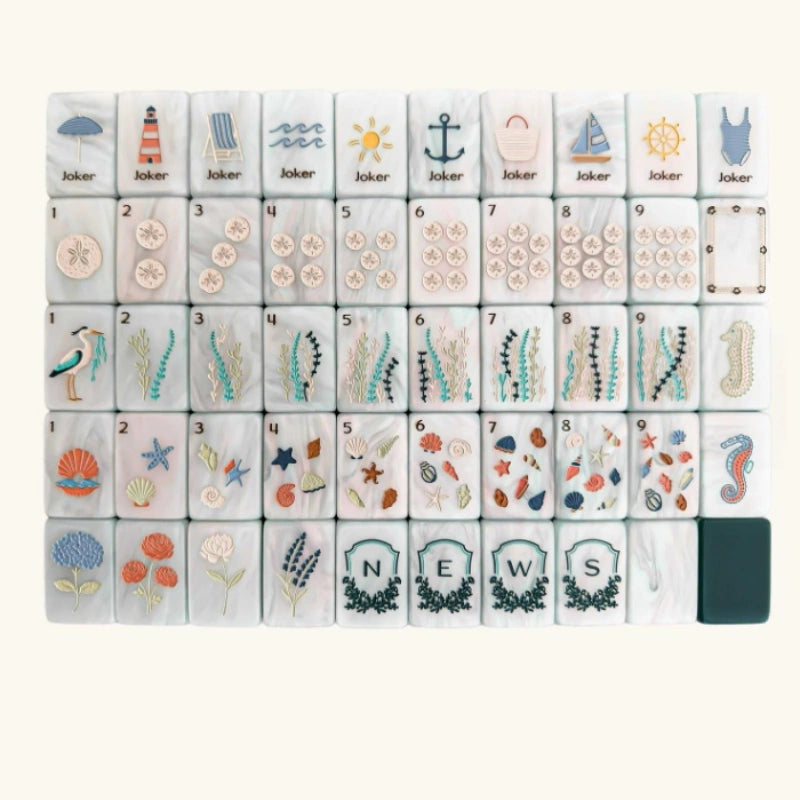 Complete nautical beach‑themed American mahjong