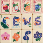 Palm leaf illustrated mahjong set